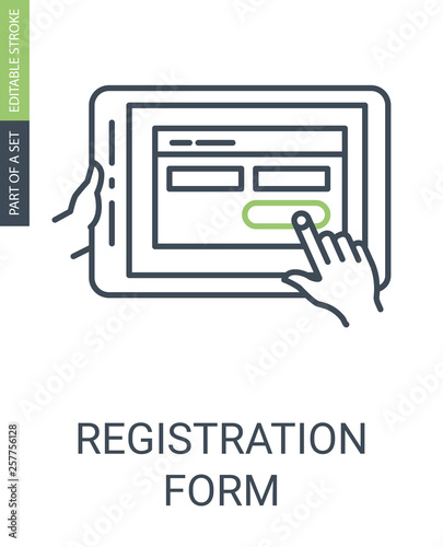 Registration Form Icon with Outline Style and Editable Stroke