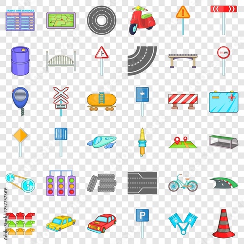 Crossroad icons set. Cartoon of 36 crossroad ector icons for web for any design