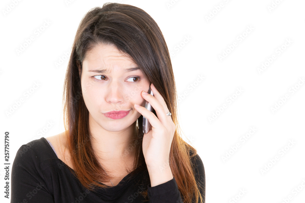 surprised young woman with mobile phone in hand surprised young woman with mobile phone in hand