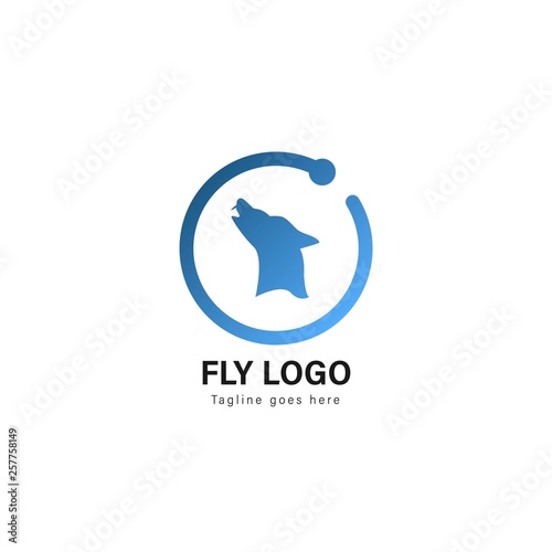 Wolf logo template design. Wolf logo with modern frame vector design