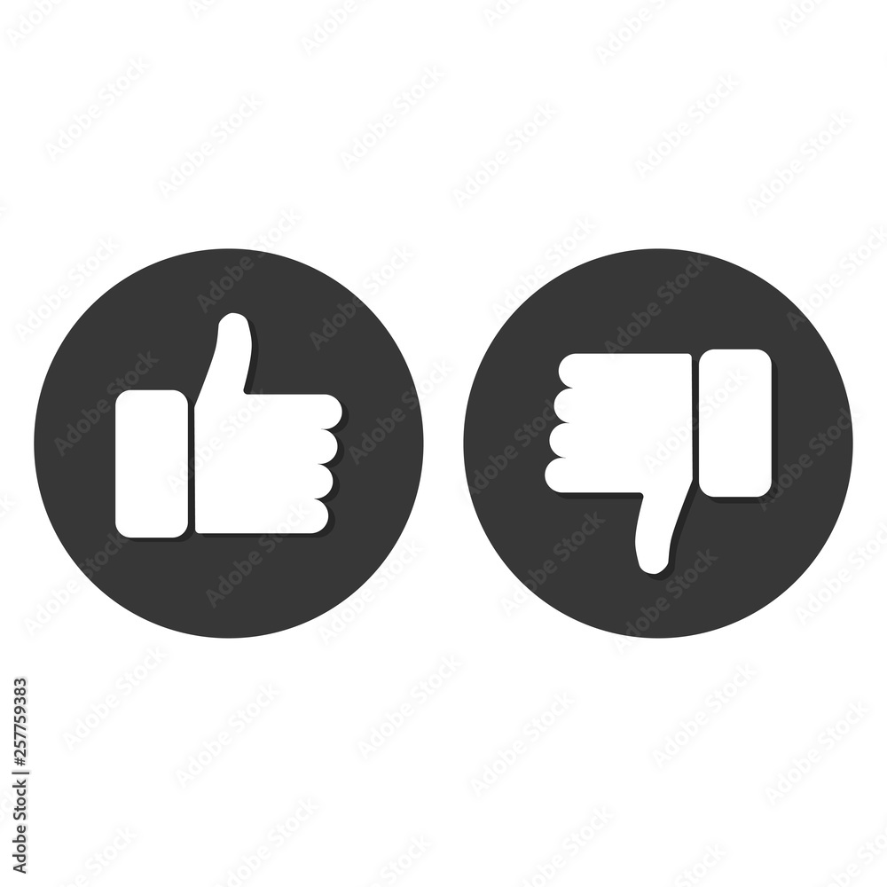 Thumbs up and thumbs down vector icon simle signs like or dislike ...