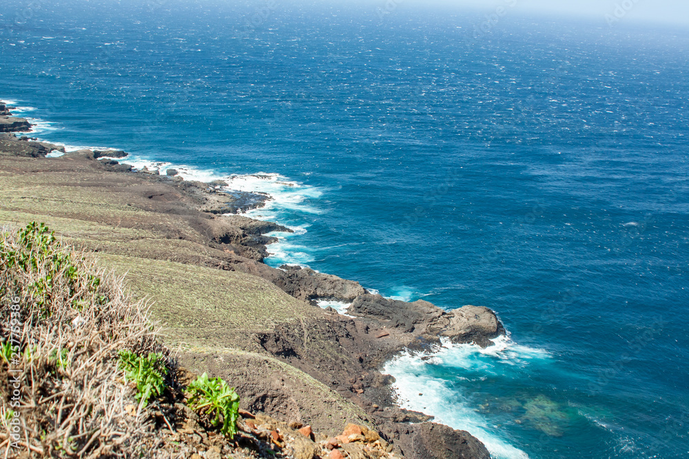 far view of the rocky coast of Tenerife