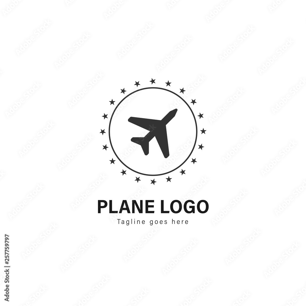 Plane logo template design. Plane logo with modern frame vector design Plane logo template design. Plane logo with modern frame vector design
