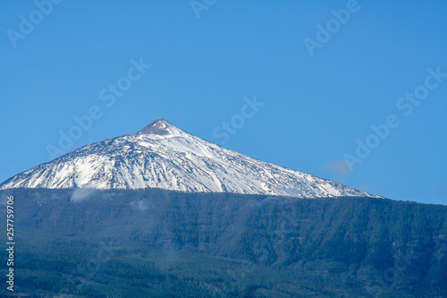 great view of the snow covered pico del teide in tenerife