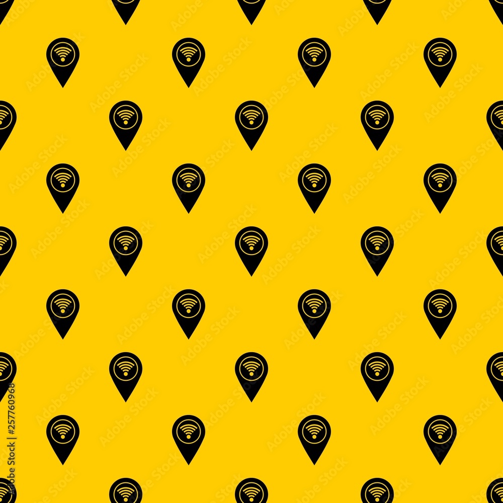 Fototapeta premium Map pin pointer with wi fi symbol pattern seamless vector repeat geometric yellow for any design