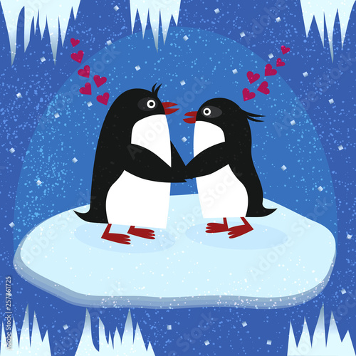Two penguins in love 
