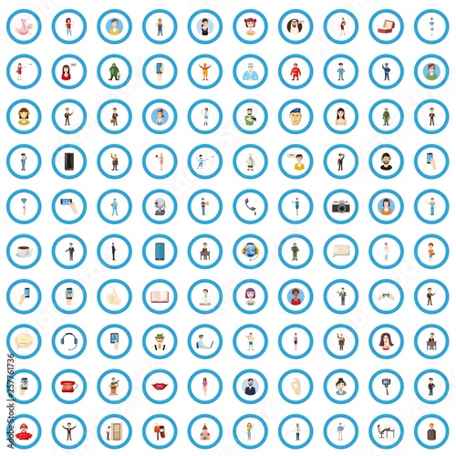 100 mutuality icons set in cartoon style for any design vector illustration