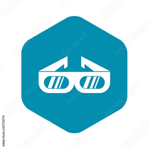Glasses for 3D movie icon in simple style isolated on white background. Watching film symbol