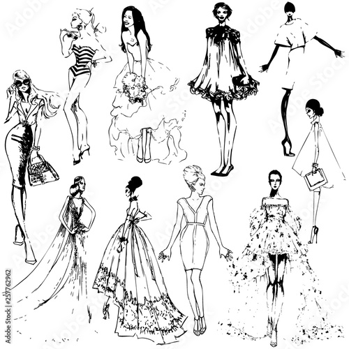 Fashion girls. template sketch