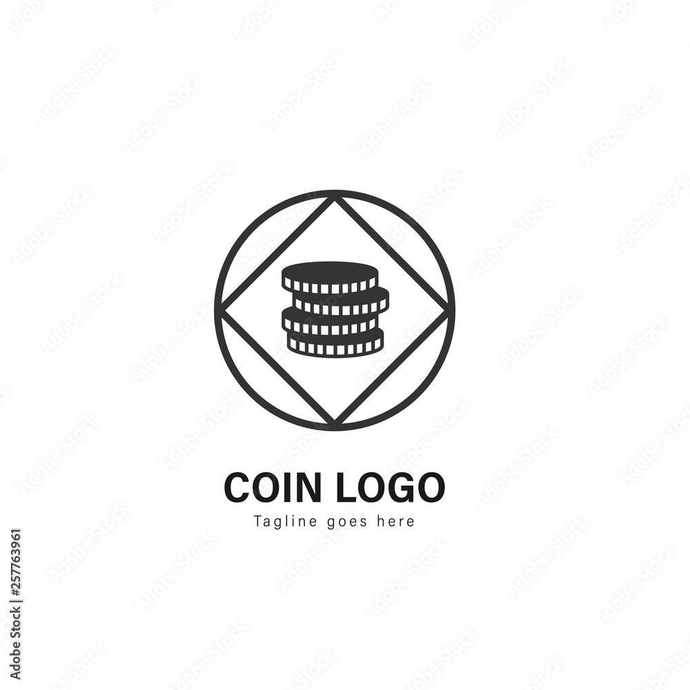 Coin logo template design. Coin logo with modern frame vector design Coin logo template design. Coin logo with modern frame vector design