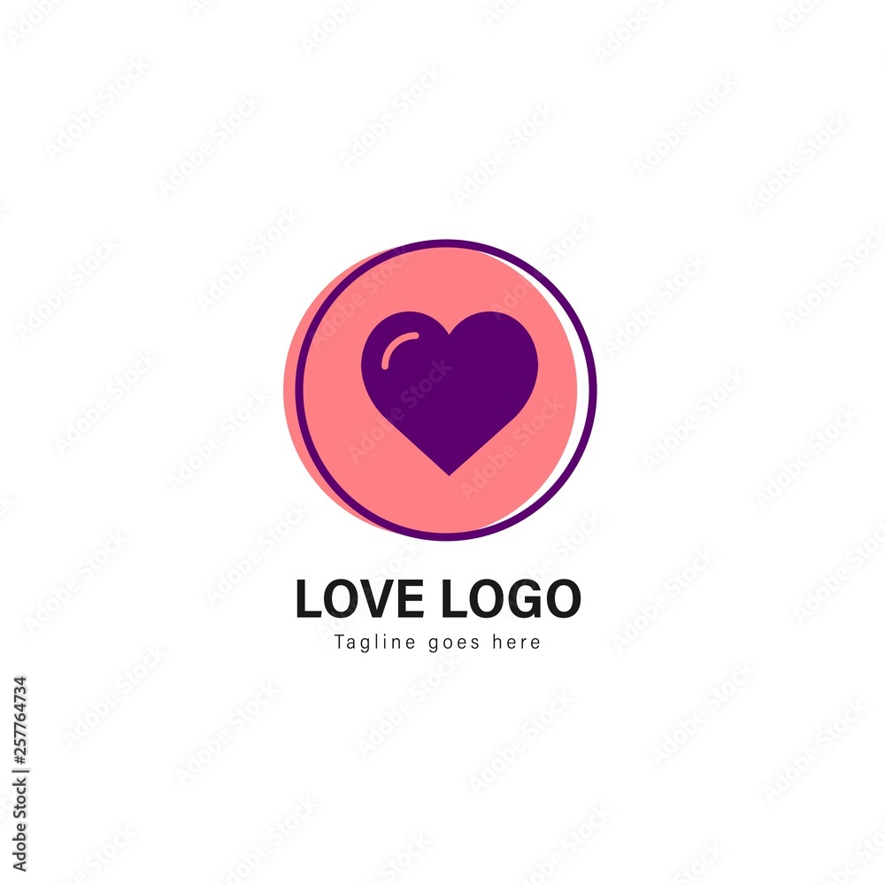 Love logo template design. Love logo with modern frame vector design