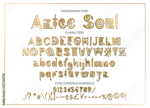 Tribal Aztec Alphabet. Vector.