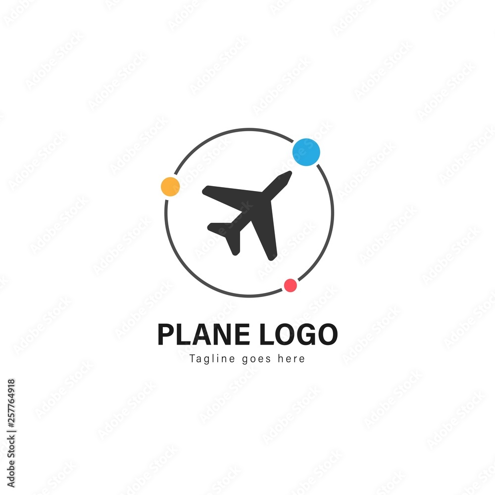 Plane logo template design. Plane logo with modern frame vector design Plane logo template design. Plane logo with modern frame vector design