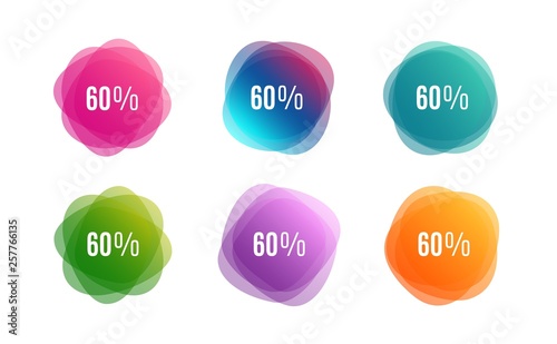 Blur shapes. 60% off Sale. Discount offer price sign. Special offer symbol. Color gradient sale banners. Market tags. Vector