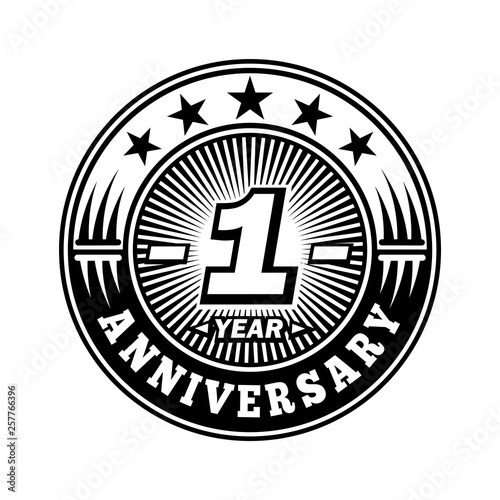 1 year anniversary. Anniversary logo design. Vector and illustration.
