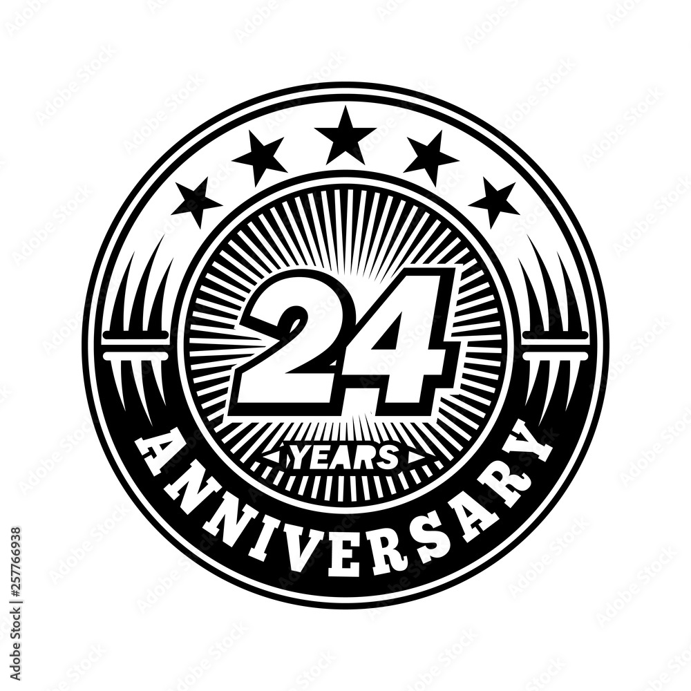 24 years anniversary. Anniversary logo design. Vector and illustration.