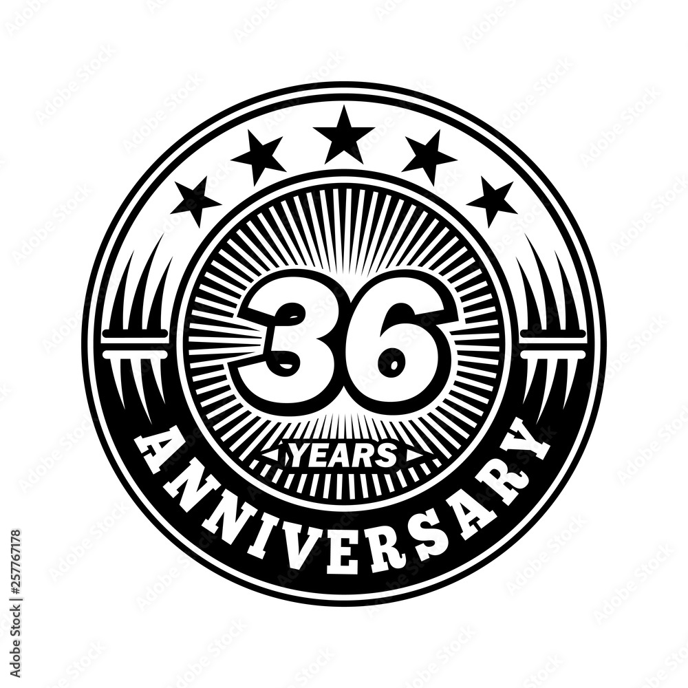 36 years anniversary. Anniversary logo design. Vector and illustration.
