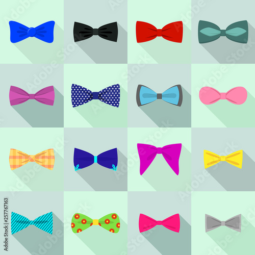 Bowtie icons set. Flat set of bowtie vector icons for web design