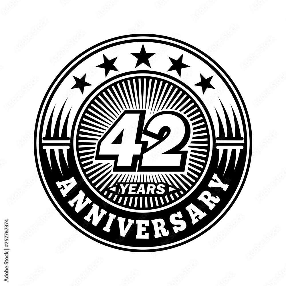 42 years anniversary. Anniversary logo design. Vector and illustration.