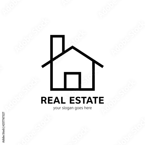 Real estate logo template. House icon in line style