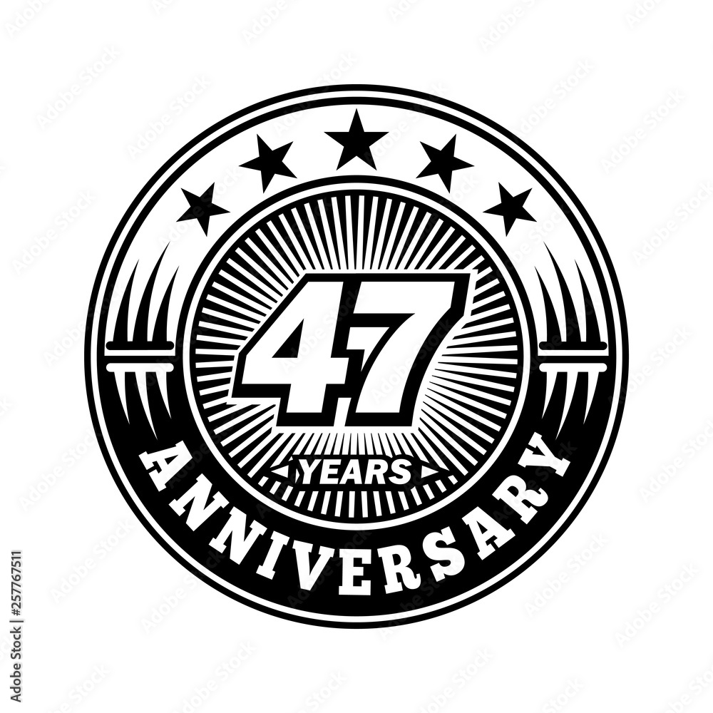 47 years anniversary. Anniversary logo design. Vector and illustration.