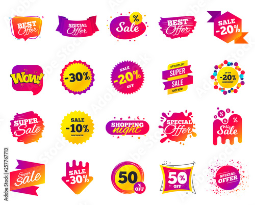 Sale banner. Special offer template tags. Cyber monday sale discount. Black friday shopping icons. Best ultimate offer badge. Super shopping discount icons. Mega banners set vector