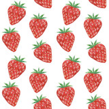 Strawberry seamless pattern, hand drawn botanical illustration isolated on white.