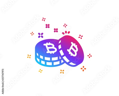 Bitcoin icon. Cryptocurrency coin sign. Crypto money symbol. Dynamic shapes. Gradient design bitcoin icon. Classic style. Vector