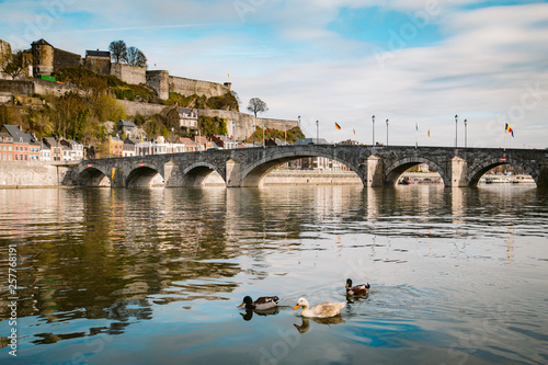 Obraz na płótnie Historic town of Namur with Old Bridge and river Meuse, Wallonia, Belgium w salonie