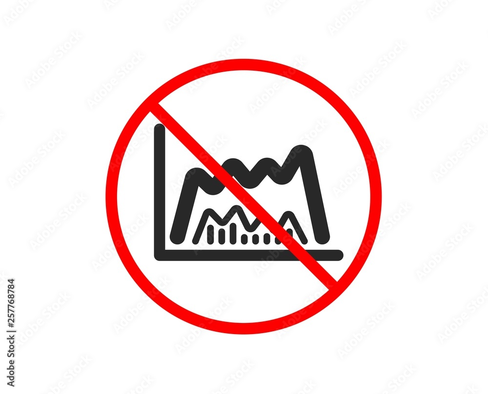 No or Stop. Investment chart icon. Economic graph sign. Stock exchange symbol. Business finance. Prohibited ban stop symbol. No trade chart icon. Vector No or Stop. Investment chart icon. Economic graph sign. Stock exchange symbol. Business finance. Prohibited ban stop symbol. No trade chart icon. Vector