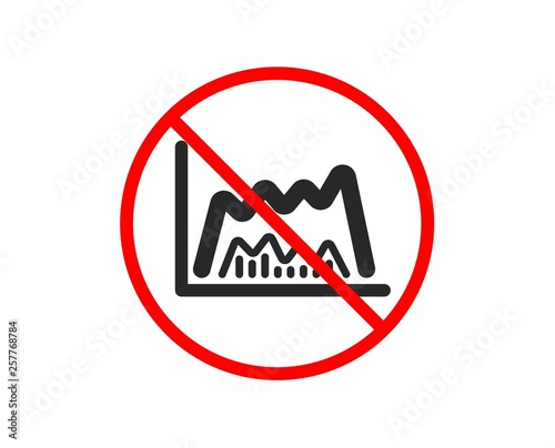 No or Stop. Investment chart icon. Economic graph sign. Stock exchange symbol. Business finance. Prohibited ban stop symbol. No trade chart icon. Vector