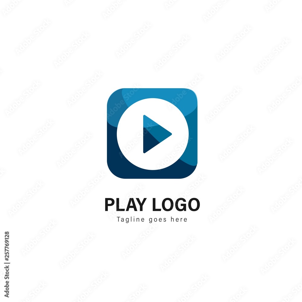 Media play logo template design. Media play logo with modern frame vector design Media play logo template design. Media play logo with modern frame vector design