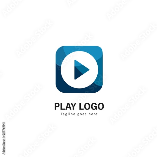 Media play logo template design. Media play logo with modern frame vector design