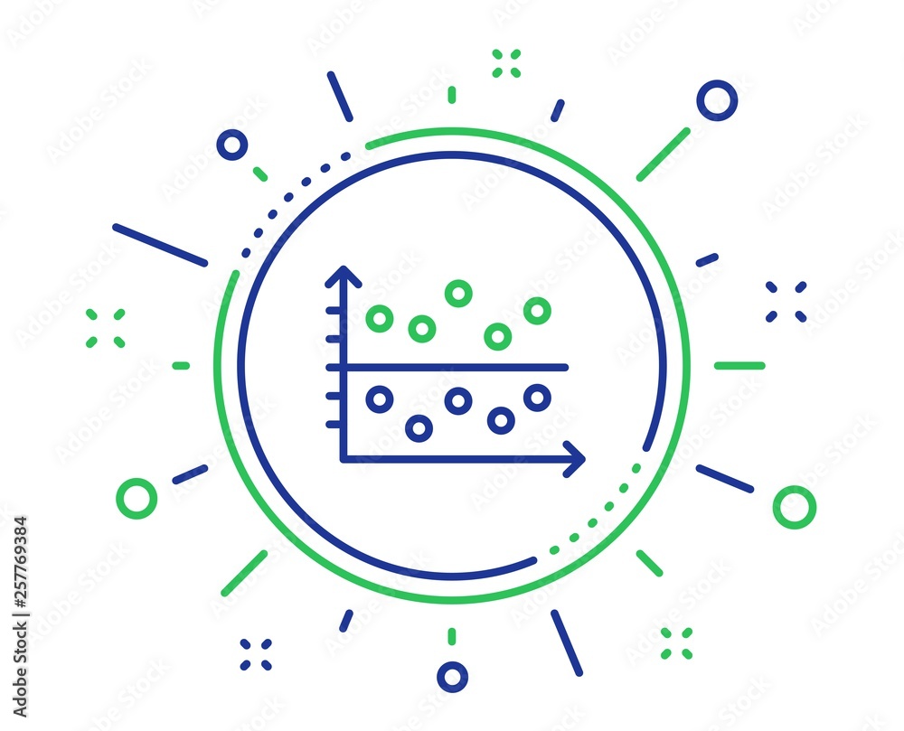 Dot plot graph line icon. Presentation chart sign. Market analytics symbol. Quality design elements. Technology dot plot button. Editable stroke. Vector Dot plot graph line icon. Presentation chart sign. Market analytics symbol. Quality design elements. Technology dot plot button. Editable stroke. Vector