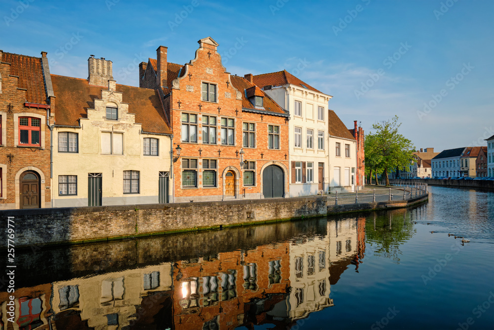 Canal and old houses. Bruges (Brugge), Belgium