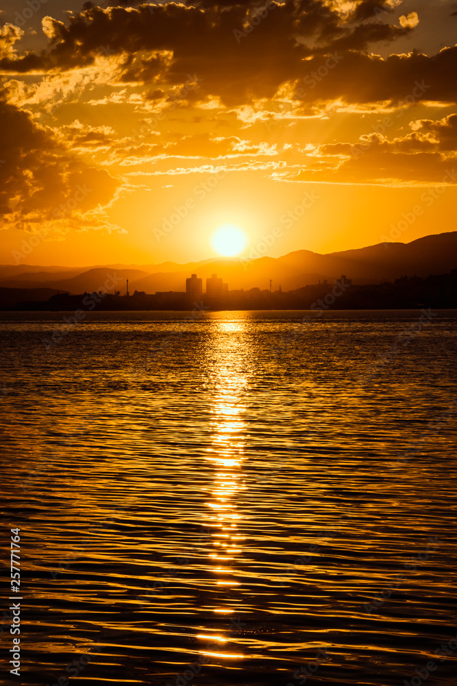sunset on the lake 1