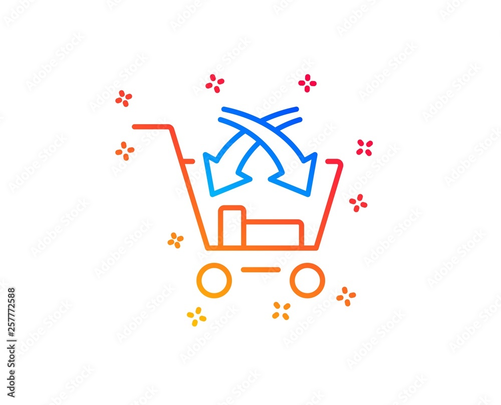 Cross sell line icon. Market retail sign. Gradient design elements. Linear cross sell icon. Random shapes. Vector Cross sell line icon. Market retail sign. Gradient design elements. Linear cross sell icon. Random shapes. Vector