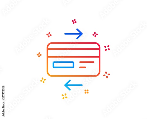 Credit card line icon. Bank payment method sign. Online Shopping symbol. Gradient design elements. Linear credit card icon. Random shapes. Vector