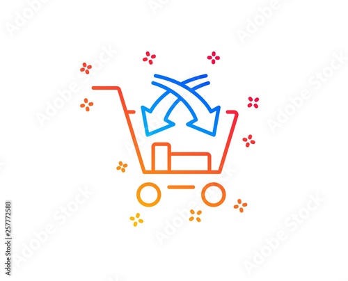 Cross sell line icon. Market retail sign. Gradient design elements. Linear cross sell icon. Random shapes. Vector