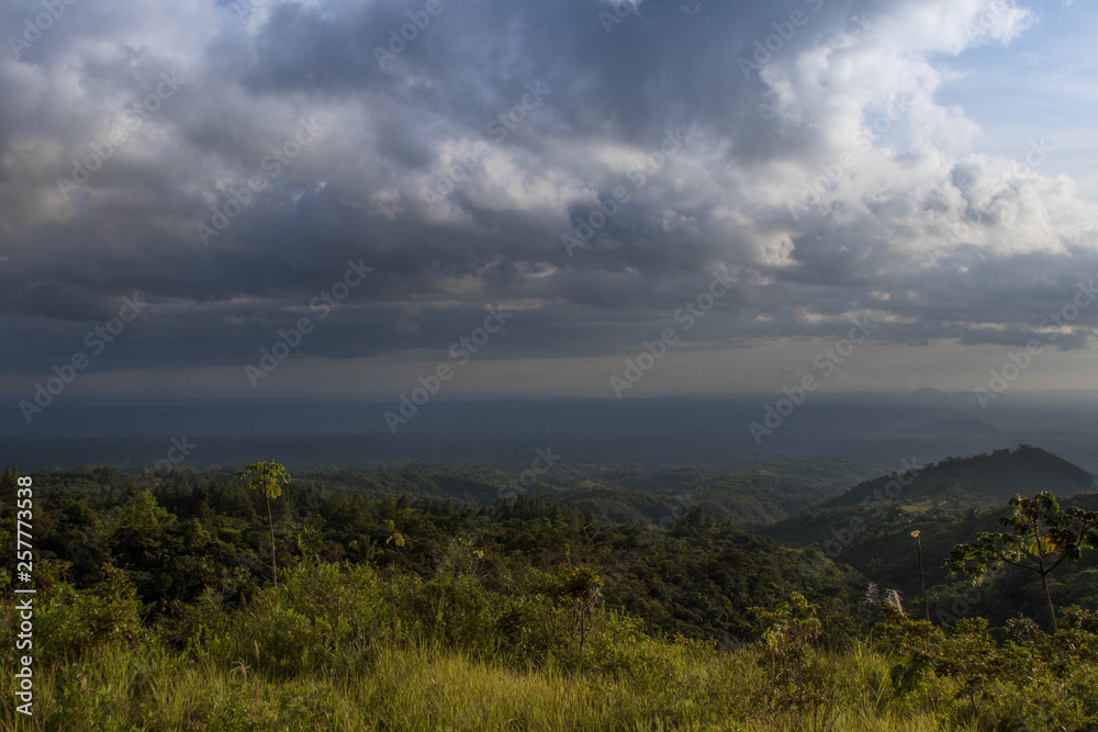 Beautiful and dramatic cloudscape at a sunset in the central mountains of Panama