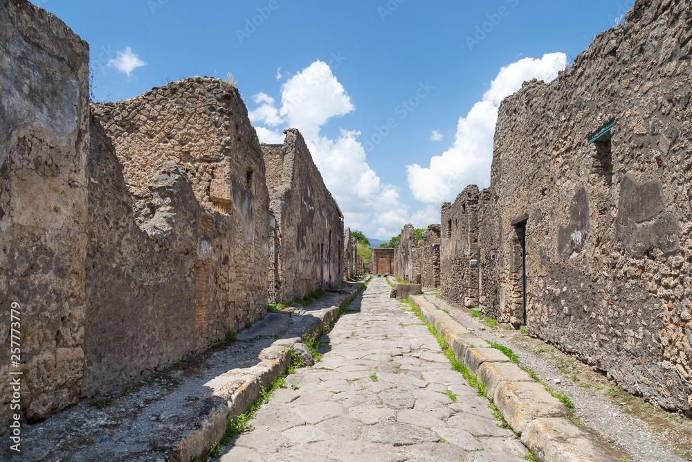 Ruins of ancient Roman city of Pompeii, Province of Naples, Campania, Italy.