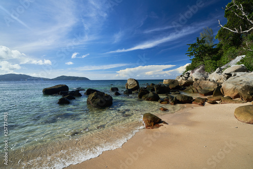clearly scenic of seascape of phuket beach and blue skyline