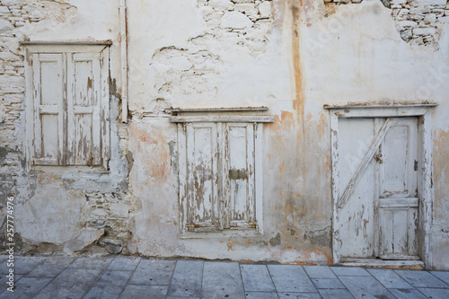 Abandoned building in Ermoupoli town on Syros island in Greece.