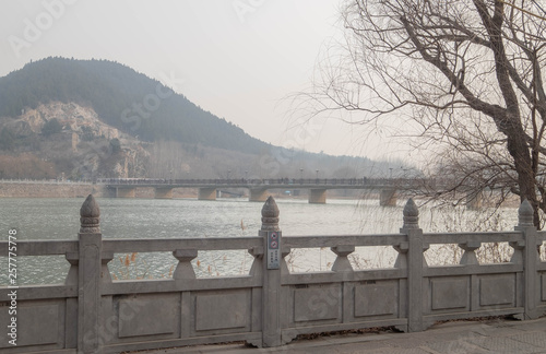 The walk way along the Longmen Grottoes, at Luoyang City, Henan Province China. photo