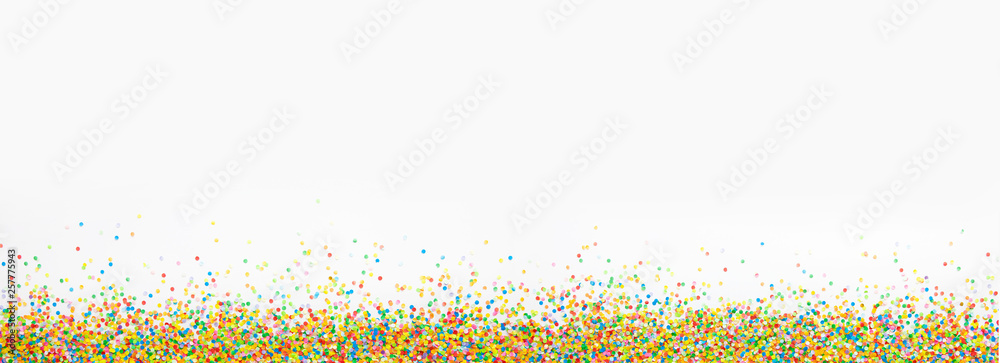 Frame made of colored confetti. White background - obrazy, fototapety, plakaty 