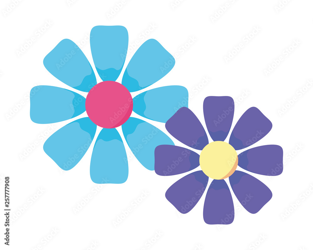 beautiful flower with leafs isolated icon