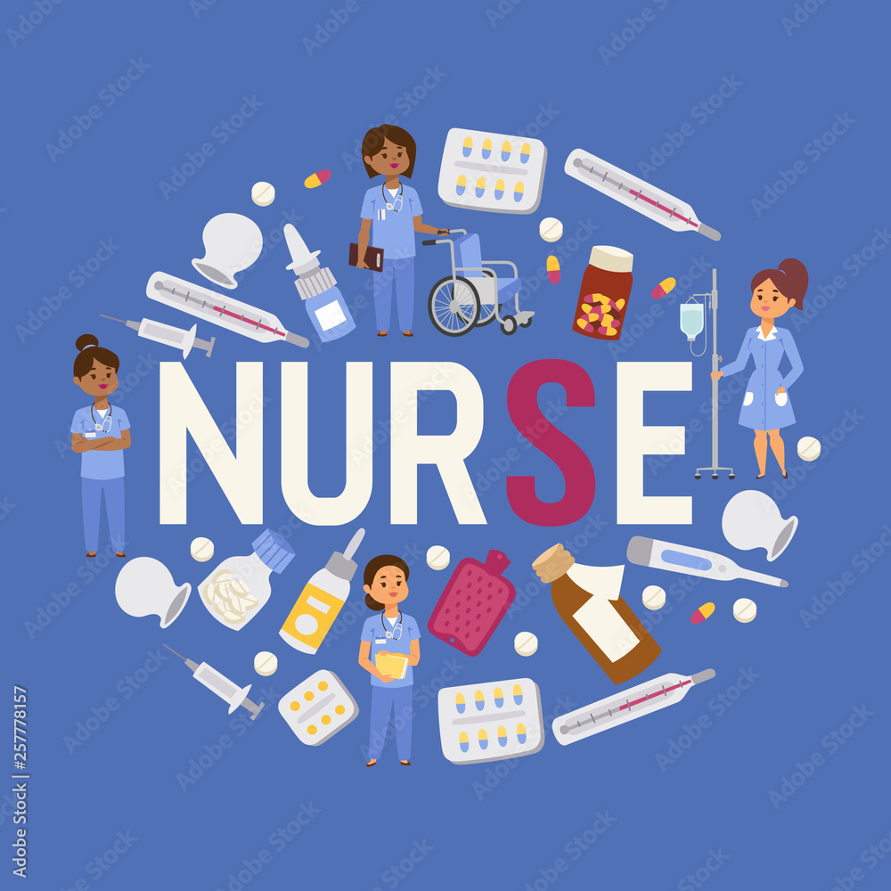 Nurse vector doctor woman medic character in clinic uniform