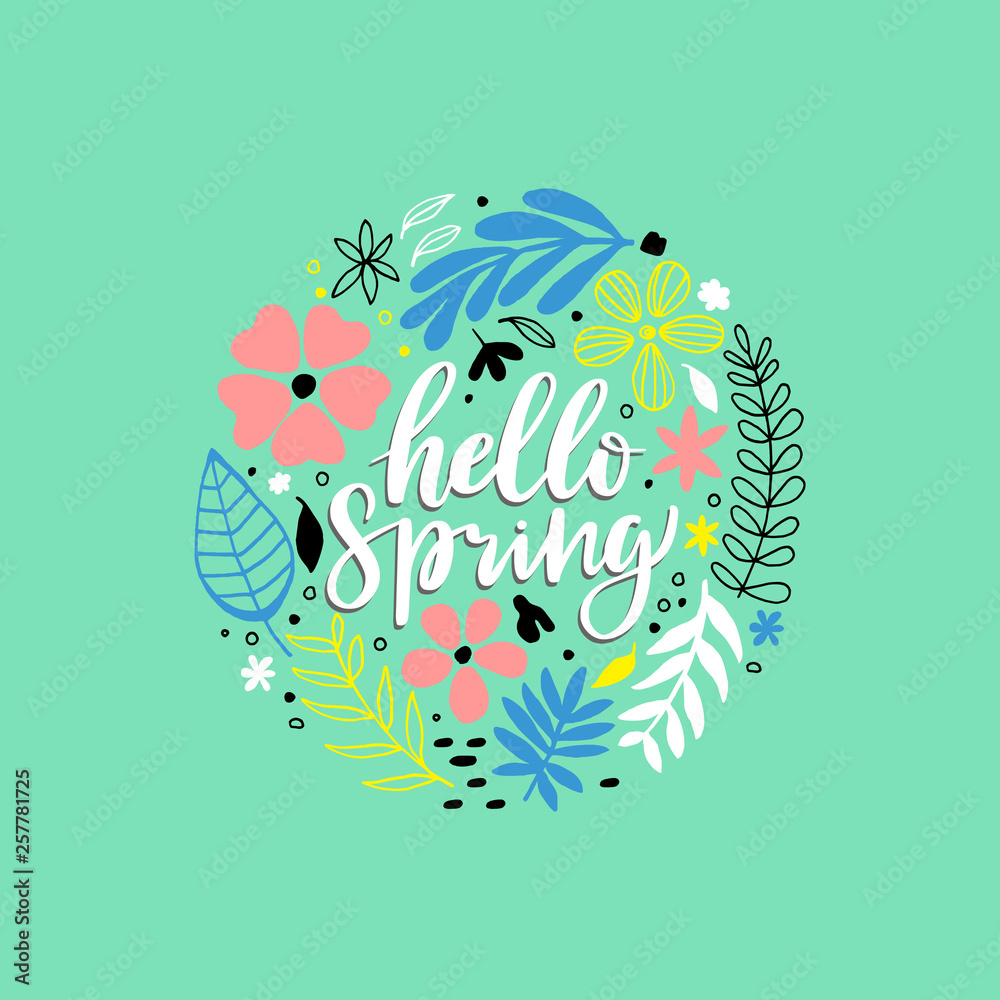 Hello spring card with flowers Hello spring card with flowers