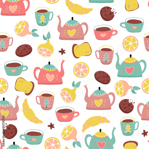 Breakfast seamless pattern in vector