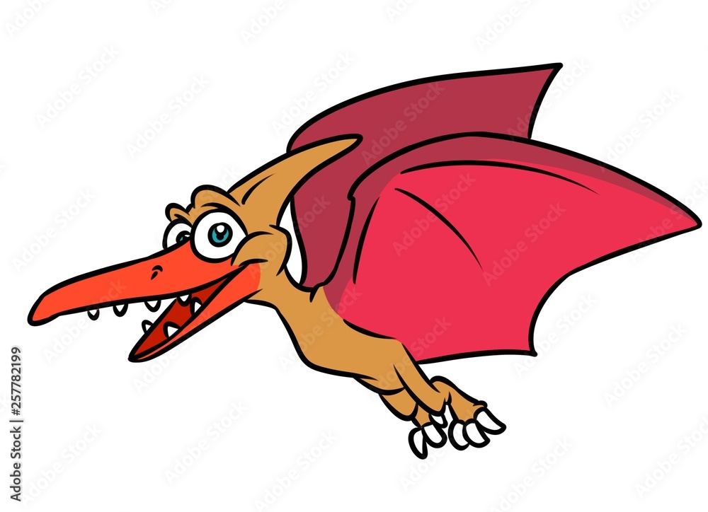 Fototapeta premium Predatory pterodactyl dinosaur cartoon illustration isolated image